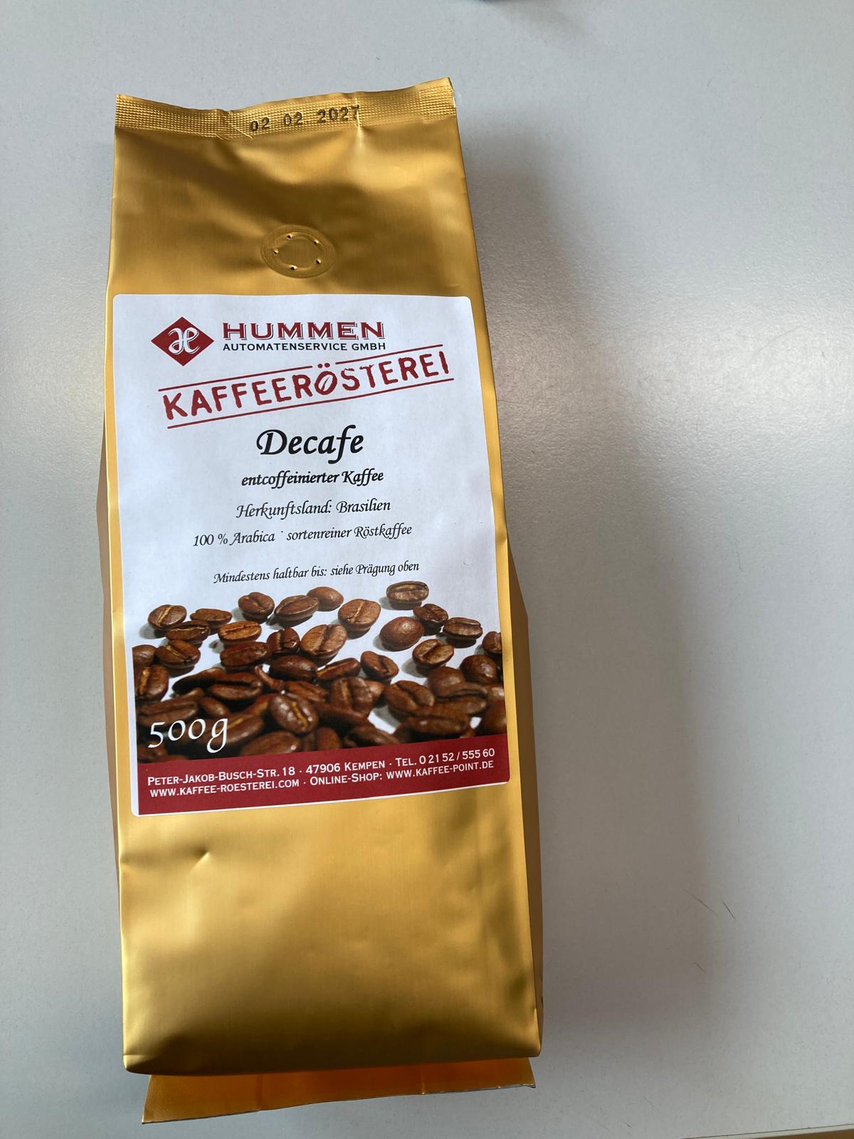 Kaffee Entcoffeiniert -Decafe